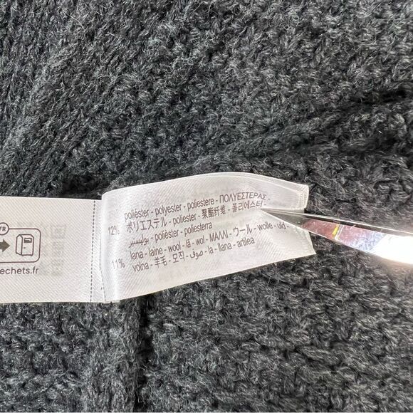 Zara Womens Size Medium Charcoal Gray Waffle Knit Single Button Cardigan Sweater - Picture 9 of 13